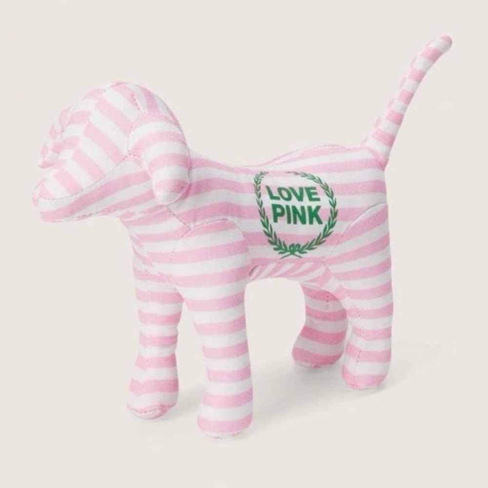 Victoria’s Secret Pink “LOVE PINK” Pink & White Striped Plush Dog
